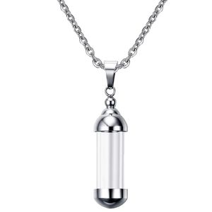 Silver Glass Bottle Urn Pendant Container Jar Necklace 19.5" - New in Gift Box